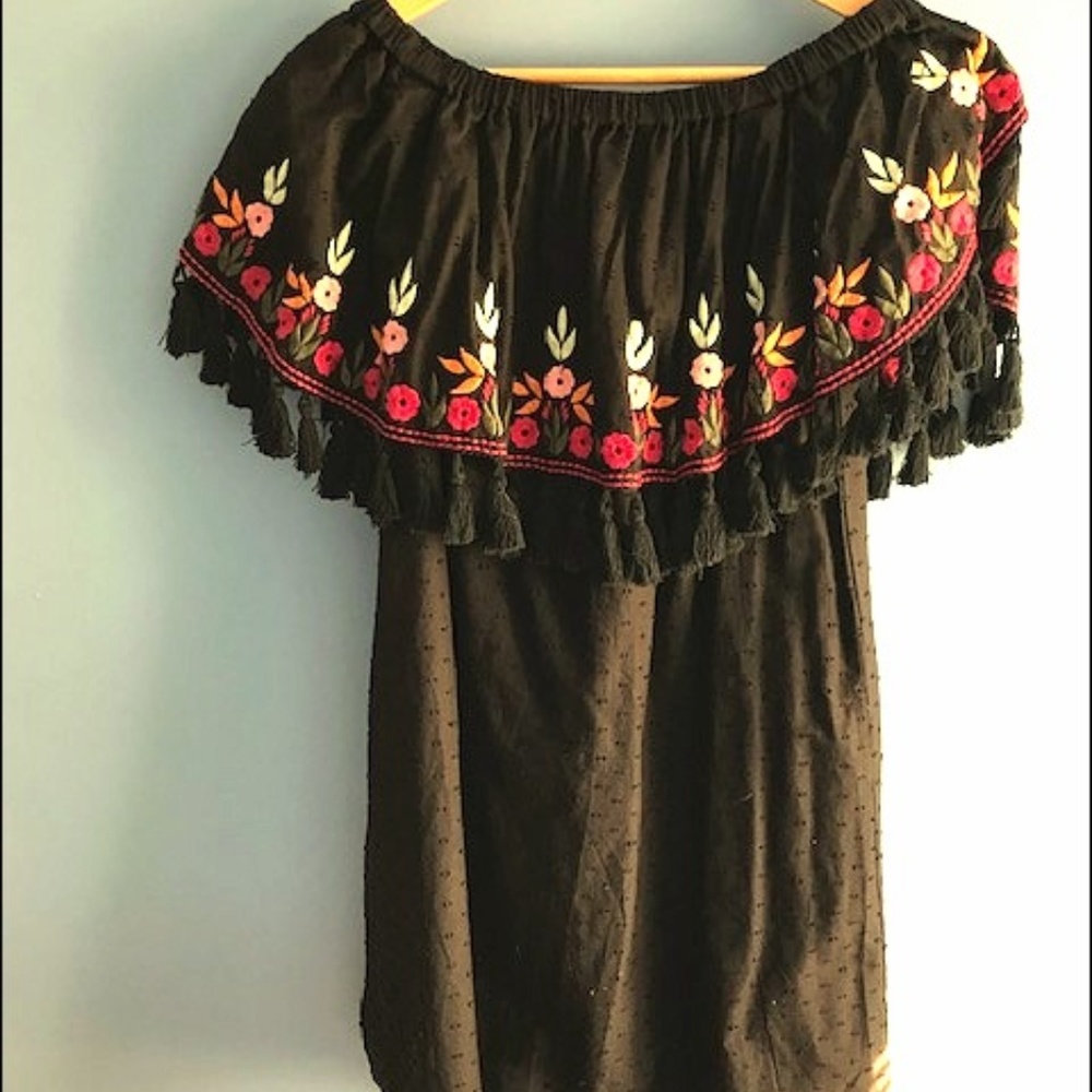 Off the shoulder black dress